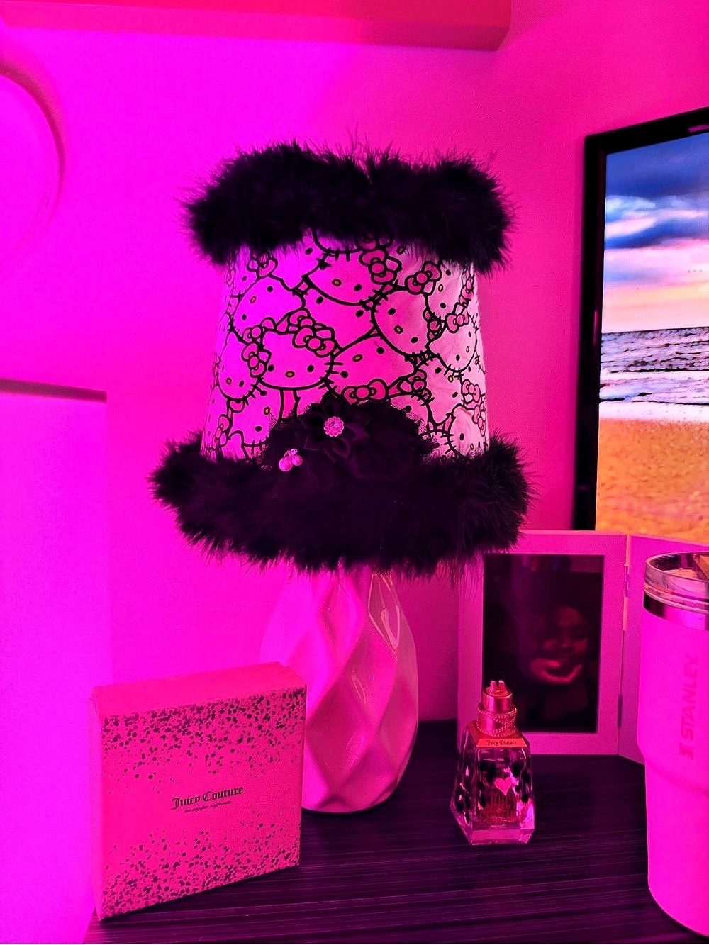 Sanrio Hello Kitty Lamp Shade Decor Pink & Black